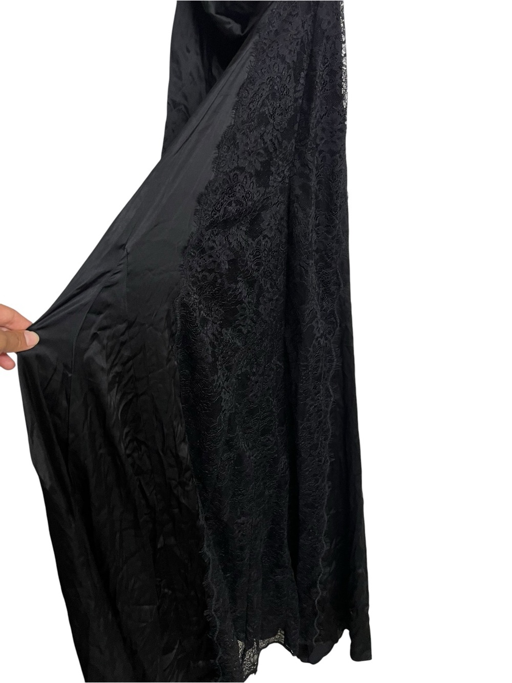 New NBD Rowan Black Gown Lace Panel Maxi Dress Ruched Off The Shoulder Formal - Picture 5 of 14